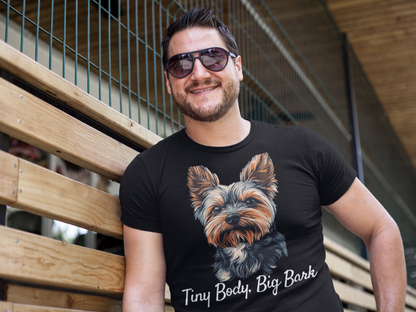 'Tiny Body, Big Bark' Yorkie Unisex Crewneck T-Shirt